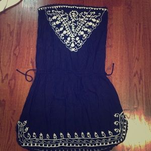 VENUS Navy blue & white embroidery dress/cover up